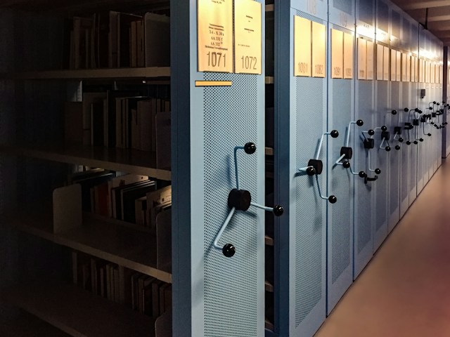 Archive Shelfs at Sächsisches Staatsarchiv in Dresden, Saxony, Germany